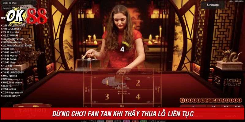 Dừng đúng lúc khi thấy thua lỗ trong game Fan Tan
